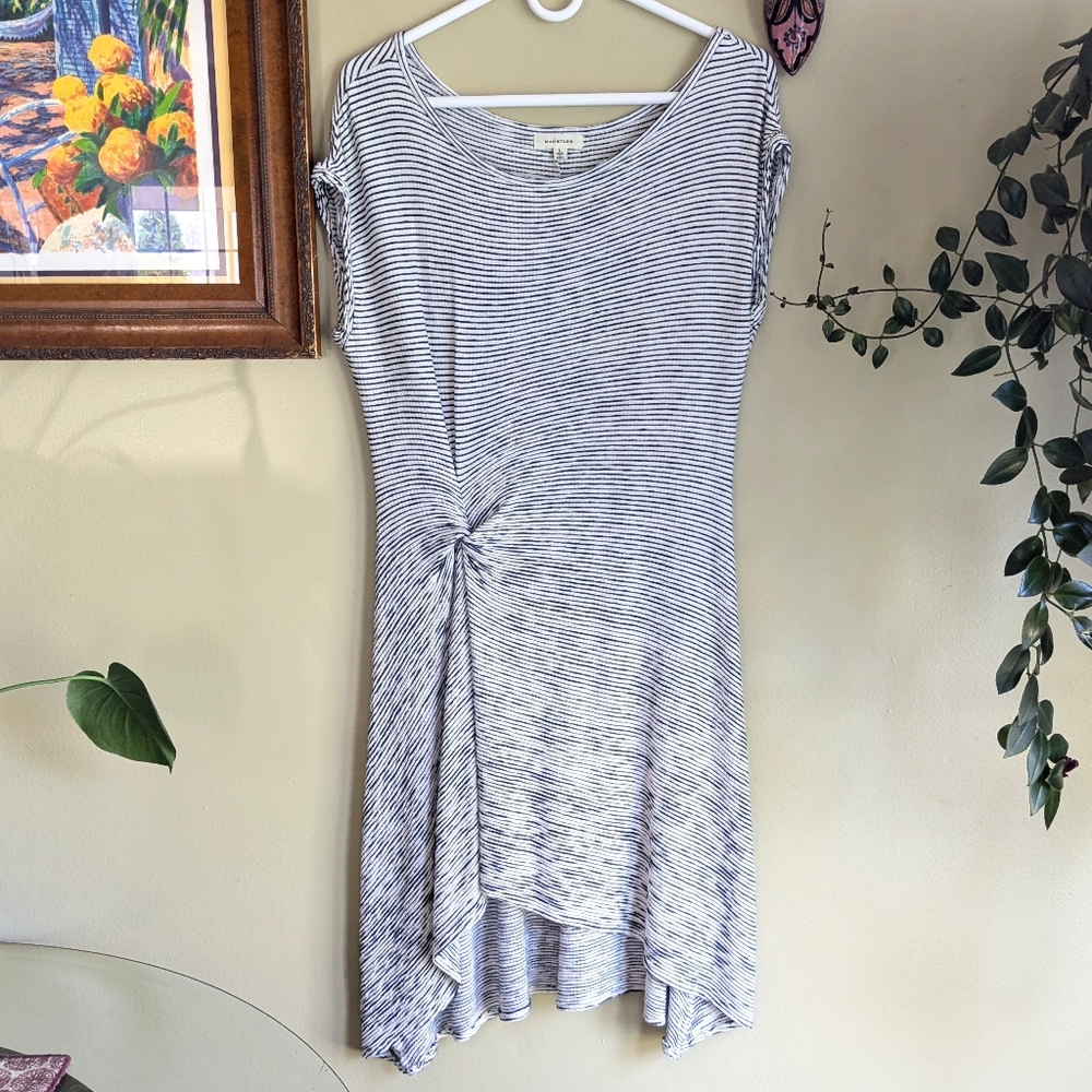 Stretchy black and white striped dress